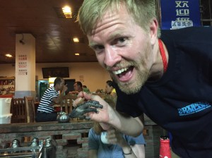 Rob Todd with chicken foot from hotpot