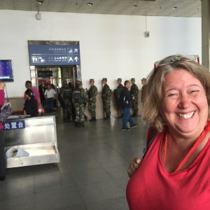 Kelly acting as decoy as I take photo of Soldiers