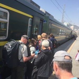 Boarding train at Lanzhou Station