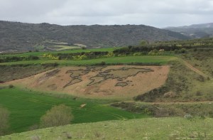 Map of the world carved outside Cirauqui