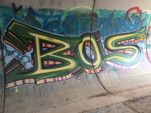 Ornate graffiti in tunnel