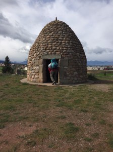Gerry exploring beehive hut