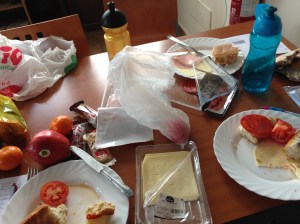 Lunch in aubergue kitchen