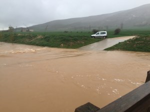 Road closed by floodwaters