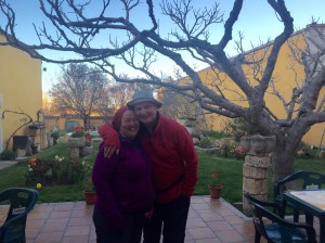 Gerry and Kelly with garden in the background