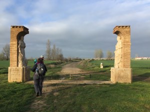 Gate marking centre point of the Camino Frances