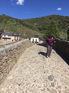 Crossing the quaint bridge