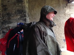 Gerry geared up for the rain.
